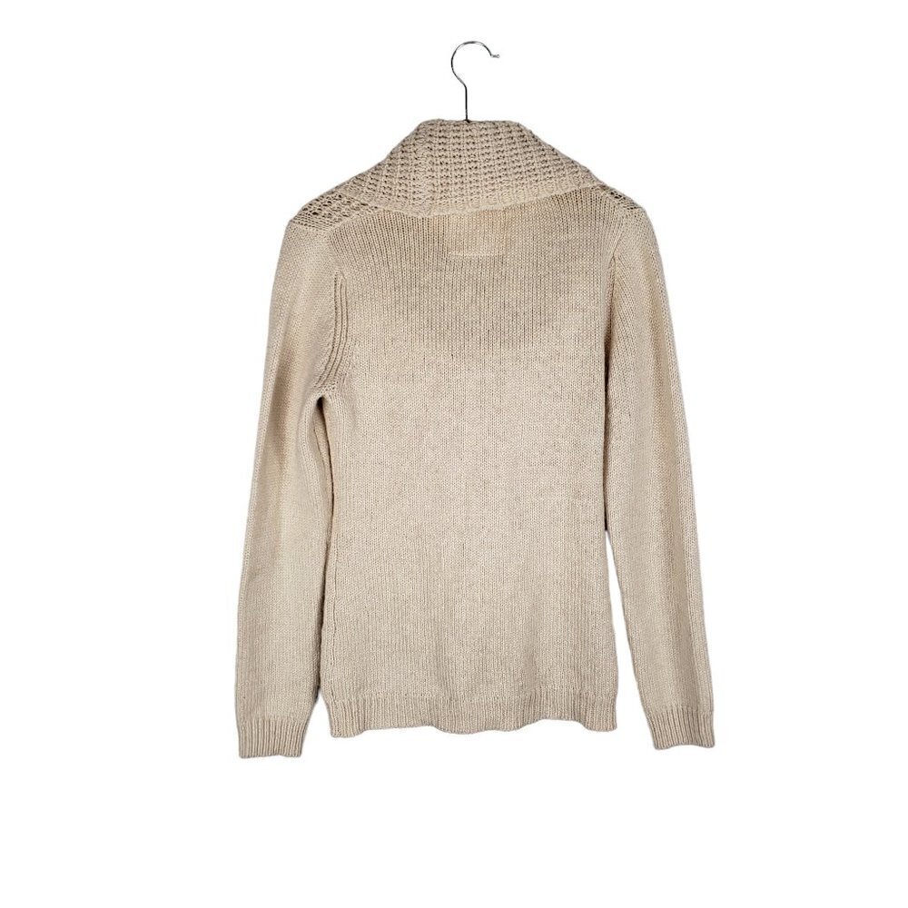 Anthro Angel of the North Cowl Sweater Chunky Waffle Knit Tan Cream Size Medium - Picture 2 of 7